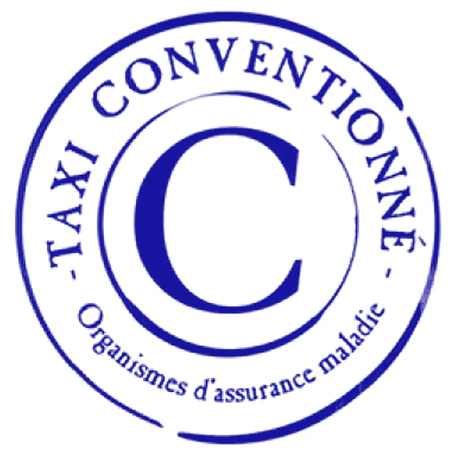 Logo taxi conventionné par les organismes d'assurance maladie : transport médical en taxi à Narbonne